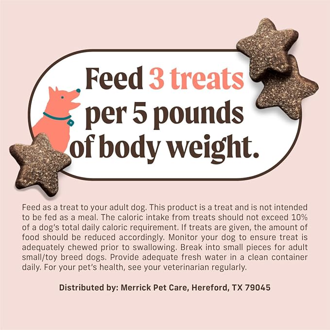 Merrick Power Bites Natural Soft And Chewy Real Meat Dog Treats, Grain Free Snack With Real Salmon Recipe - 6 oz. Bag