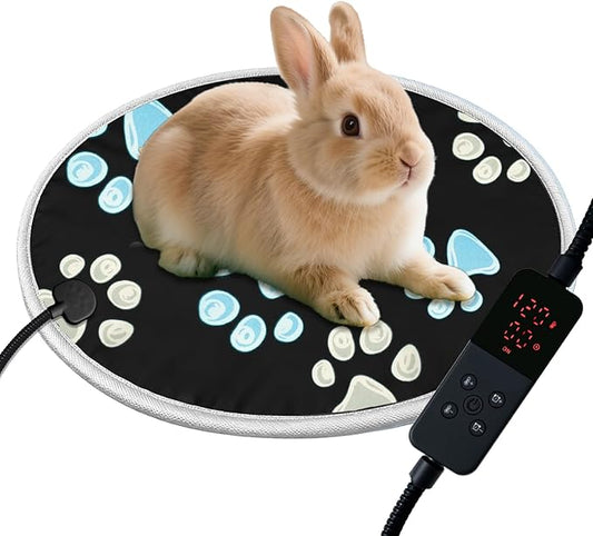 furrybaby Pet Heating Pad, Waterproof Dog Heating Pad Mat for Cat with Durable Anti-Bite Tube Indoor for Puppies Dogs Cats (1 Pack Black, Round 12in, Temp Adjustable)