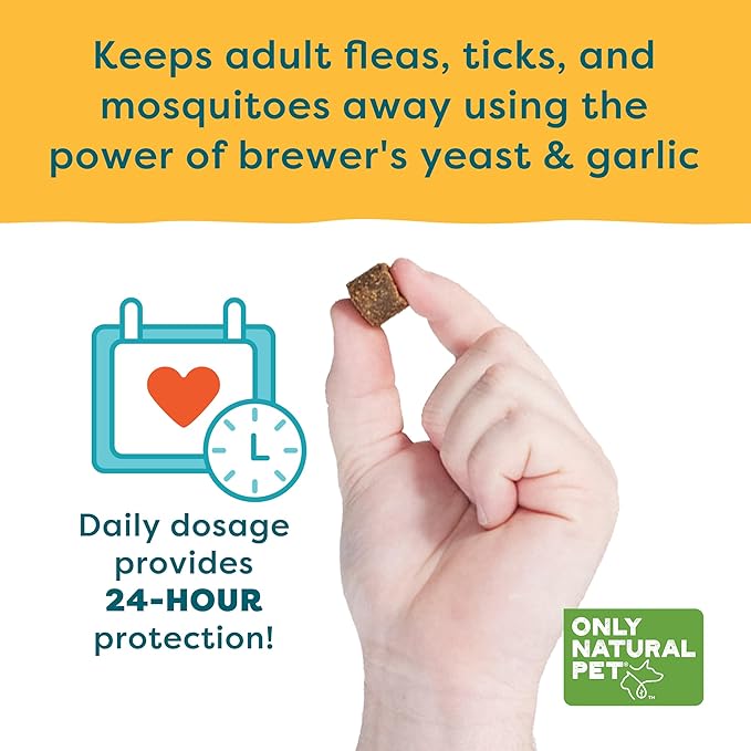 Only Natural Pet EasyDefense Barrier Bites Soft Flea Chews for Dogs - First Line of Defense Againts Fleas & Ticks, Boosts Immune System and Healthy Skin & Coat - (90 Bacon Flavored Soft Chews) 3 Pack