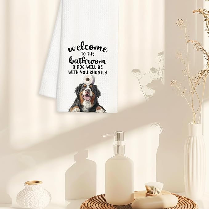Funny Bernese Mountain Dog Hand Towels for Bathroom Decor, Bernese Mountain Dog Gifts, Dogs Lover Gifts Decorative Hand Towels for Bathroom Restroom Room, 16x24 Inch