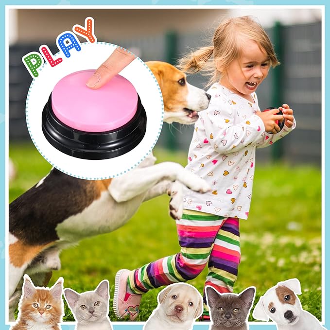 Sanwuta 12 Packs Dog Buttons for Communication, Voice Recording Button Talking Buttons for Dog Recordable Pet Training Buzzer, Dog Sound Buzzer, Pet Buttons Training Toy Game Buzzer Funny Gifts