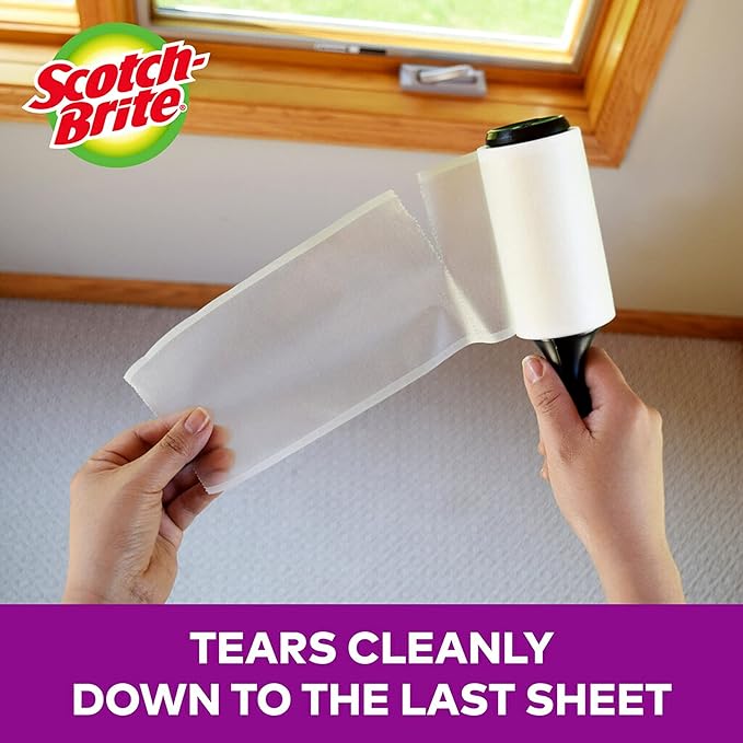 Scotch-Brite Pet Hair Lint Roller Twin Pack, Picks Up Fur On Furniture, And Clothes, 2 Rollers, 70 Sheets Per Roller, 140 Sheets Total