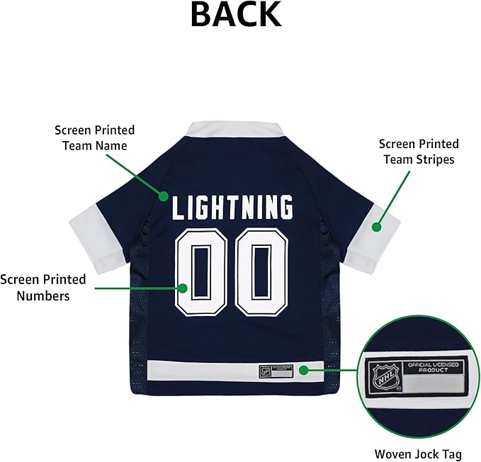 Pets First NHL Tampa Bay Lightning Jersey for Dogs & Cats, Small. - Let Your Pet Be A Real NHL Fan!
