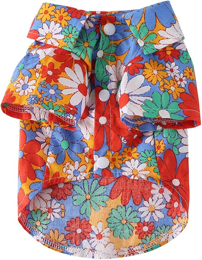 Tangpan Summer Pet Daisy Hawaiian Beach Plaid Print Shirts Clothes for Dog S10 Orange L