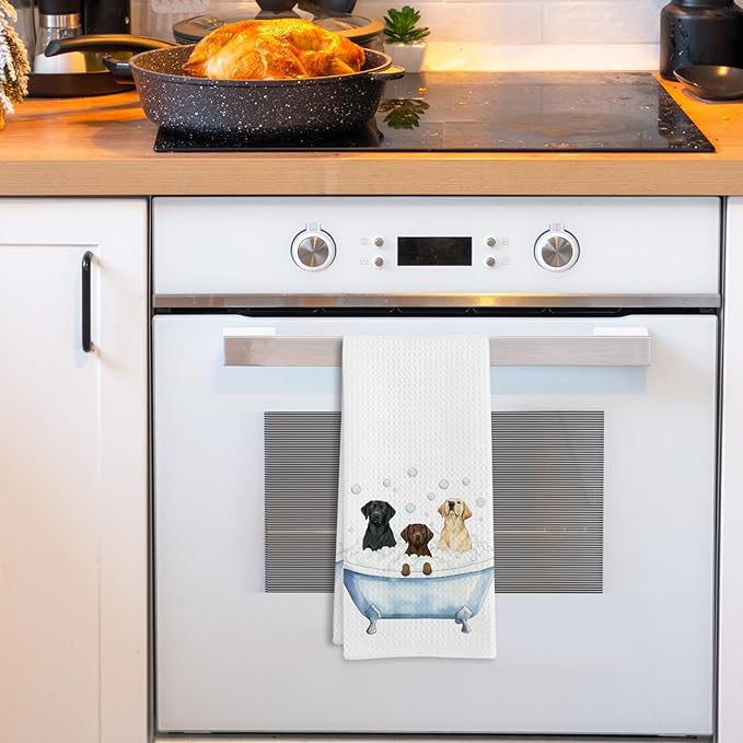 Black Labrador Retriever Gifts Bathroom Hand Towel, Funny Black Lab Dog Lovers Gifts Hand Towel for Bathroom Kitchen Washroom Decor, Labrador Retriever in Bathtub Dish Tea Towels, 16x24 Inch