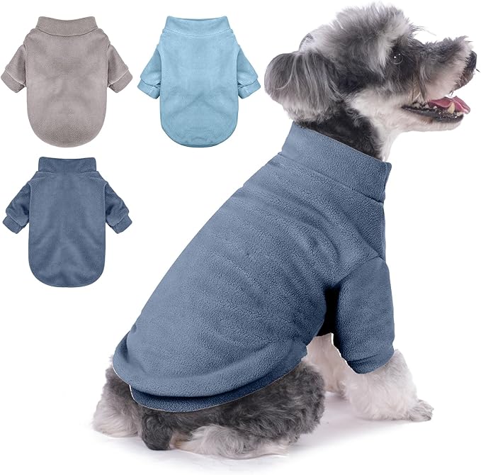 Dog Sweater, 3 Pack Dog Sweaters for Small Dogs Girl Boy, Ultra Soft Warm Puppy Clothes Coat for Winter (Gray+Azure+Navy, XX-Large)
