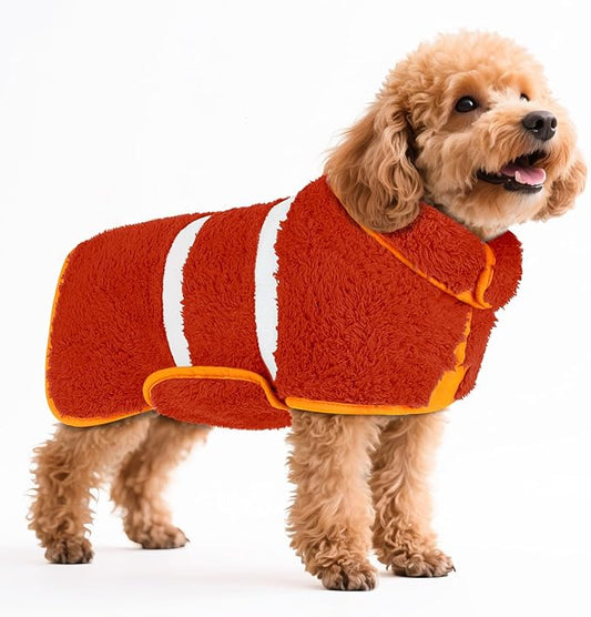 Bienbee Dog Bathrobe, Quick Drying Super Absorbent Dog Robes for After Bath, Warm Keeping Dogs Towel, Dogs Bath Supplies, Bright Red S