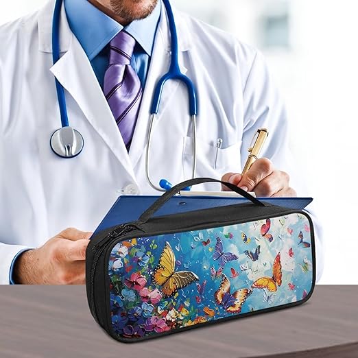 Gomyblomy Aesthetic Butterfly Stethoscope Case Storage Bag with Extra Room for Scissors Bandages Penlight, Protective Stethoscope Carrying Case for Doctors/Nurse Accessories