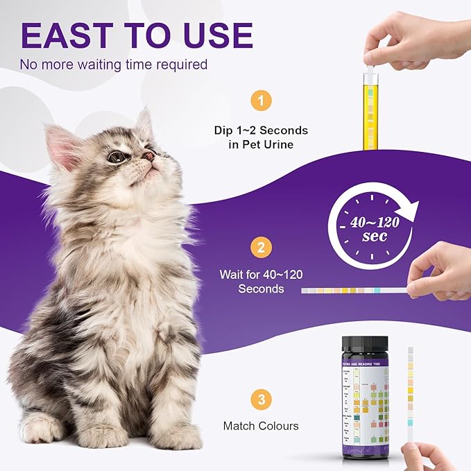 Pet Urine Test Strips – 10 Parameter Cat & Dog Urine Test Kit, At-Home UTI Test for Cats & Dogs, Easy to Use, Fast Results