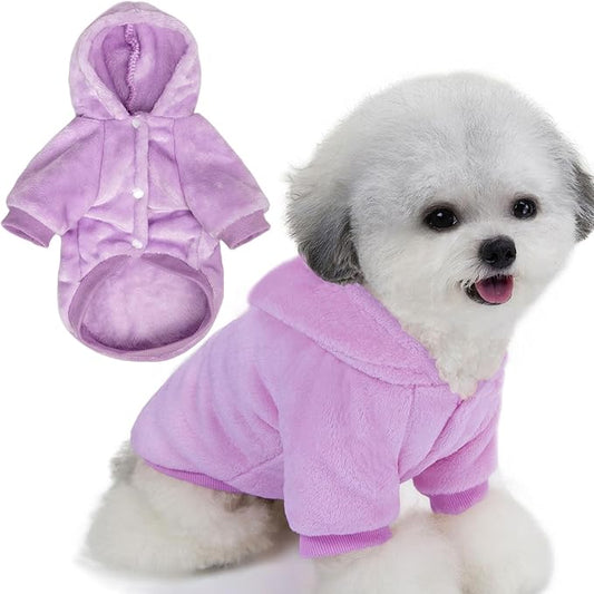 FabriCastle Dog Hoodie Sweater for Small Dogs Boy and Girl, Dog Clothes XS XXS Puppy Sweatshirt, Pet Outfit, Cat Clothing Super Soft Warm Snap On Closure (Light Purple, X-Small)