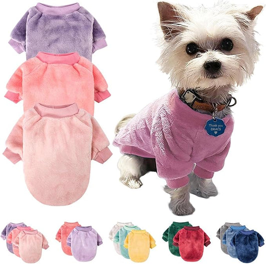 FabriCastle Dog Sweaters, 3-Pack Dog Clothes for Small Dogs Girl & Cats, Soft and Warm Pet Coats XXS - XXL, Winter Pet Jackets, Doggy Apparel Costumes, Puppy Outfits (Pink,Purple,Light Pink, Small)