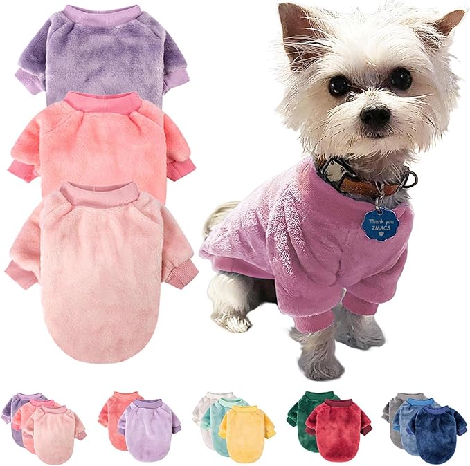 FabriCastle Dog Sweaters, 3-Pack Dog Clothes for Small Dogs Girl & Cats, Soft and Warm Pet Coats XXS - XXL, Winter Pet Jackets, Doggy Apparel Costumes, Puppy Outfits (Pink,Purple,Light Pink, Medium)