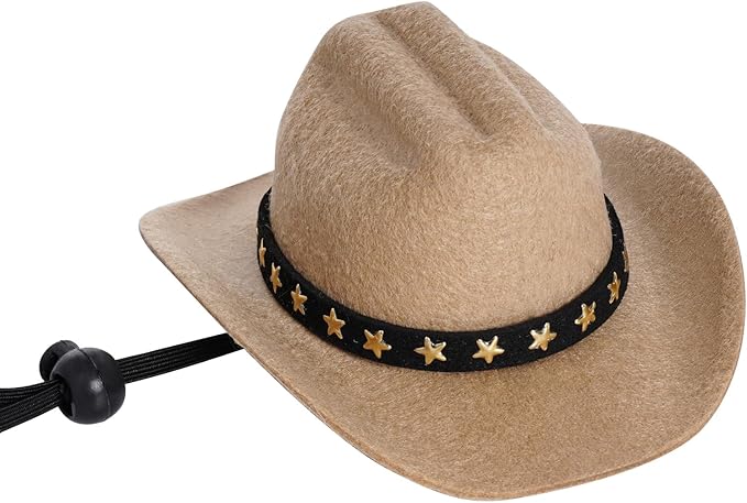choyaxo Pet Cowboy Costume Cosplay Cap Halloween Costumes for Dogs Cat Pet Party Decoration Mini Cowboy Hat (Khaki, Medium)