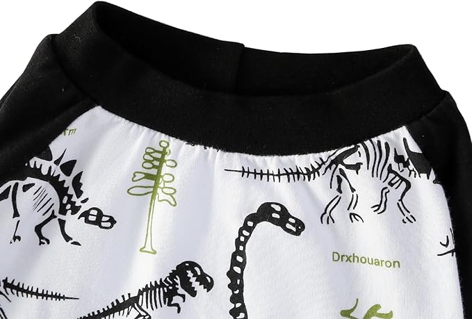 Dog Dinosaur T Shirts Black Long Sleeve White Shirt Pajamas Pets Soft Cotton Apparel Clothes for Extra Large Dogs, 2XL