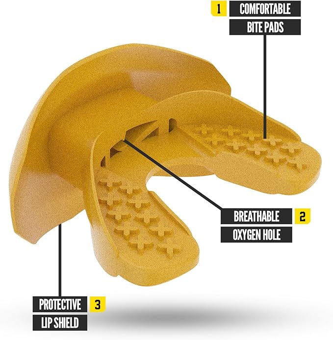 Nxtrnd One Football Mouth Guard, Strap Included, Fits Adult & Youth (Gold)