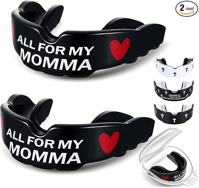Yaomiao 2 Pcs Cross Mouth Guards Christian Teeth Armor Sport Game Guard & Case Religious Mouth Guard Football Basketball Baseball Wrestling Lacrosse Rugby Boxing Taekwondo