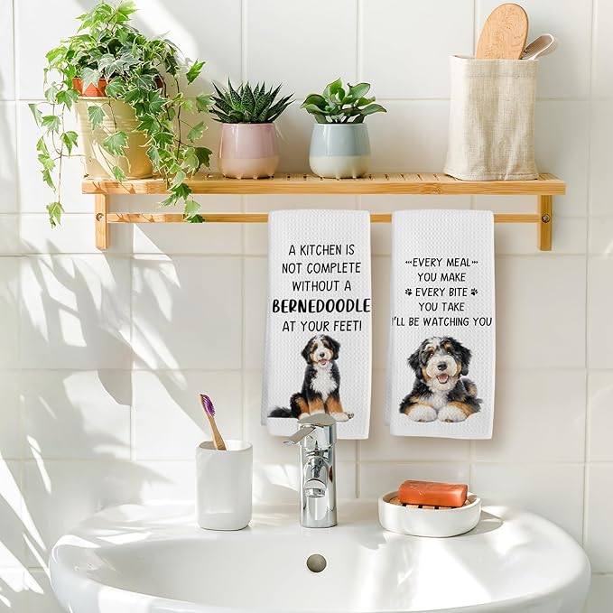 Bernedoodle Gifts Dog Kitchen Towels Set of 2, Gifts for Bernedoodle Lovers Hand Towel, Every Meal You Make BernedoodleDog Decorative Tea Dish Towels for Kitchen, Funny Dog Kitchens Decor,16x24