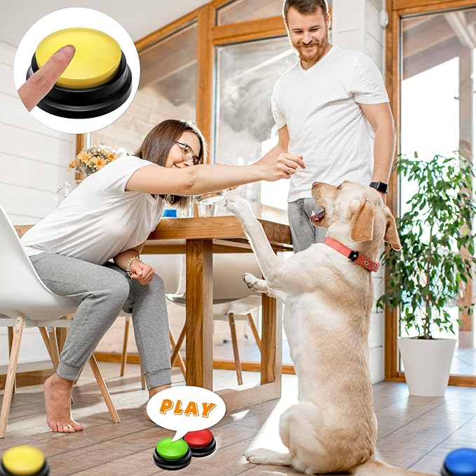 Voice Recording Button for Communication - Recordable Talking Buttons Set for Dog Cats Pet Training - 30 Second Record and Playback Buzzer 4 Packs (Classic Color)