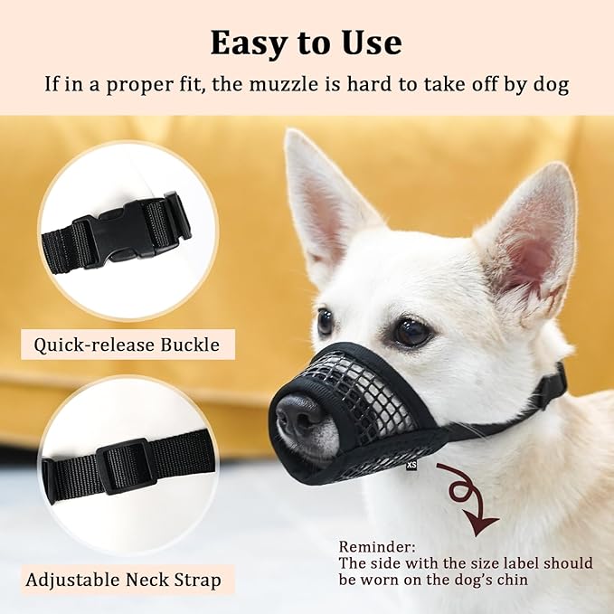 Mayerzon Dog Muzzle, Soft Mesh Muzzles for Small Medium Large Dogs Chihuahua Poodle Husky Labrador Retriever, Breathable Dog Mouth Guard for Biting Chewing Grooming, Allow Panting Drinking(XXL,Black)