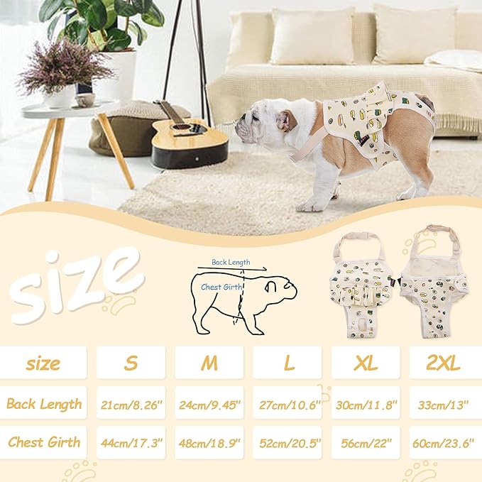 QBLEEV Dog Diapers Female Washable Sanitary Pantie with Adjustable Suspender, Reusable Doggie Diaper Puppy Diapers Male, Pet Period Panties for Dogs in Heat, Dog Underwear for Corgi French Bulldog S