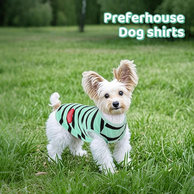 Dog Shirts for Medium Dogs, Striped T-Shirts Dog Vest Pet Apparel Tee Shirts Spring Summer Suitable for Small and Medium Large Pets French Bulldog Bichon, Turquoise M
