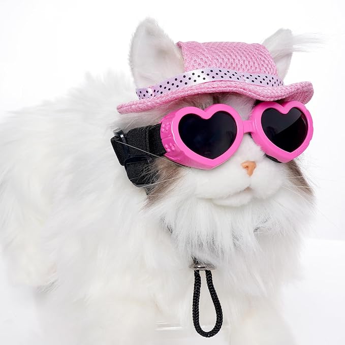 choyaxo Dog Sun Hat Set Including Dog Visor Sunbonnet Outfit with Ear Holes Dogsg Sunglasses Baseball Cap for Puppy Outdoor UV Protection