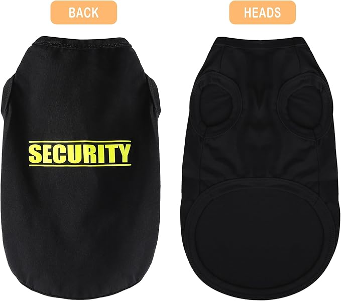 Discover Cozy Cotton Canine Wear: Soft, Lightweight, and Breathable Dog Shirt Vest with Eye-Catching Graphics(Security), Keeping Your Furry Friend Warm and Comfy! Black S