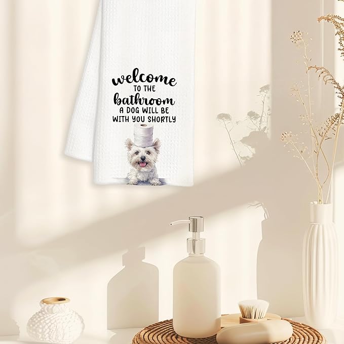 Funny West Highland White Terrier Dog Hand Towels for Bathroom Decor, Westie Gifts, Dog Lover Owner Gifts Decorative Hand Towels for Bathroom Restroom Room, 16x24 Inch
