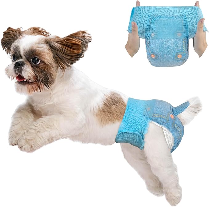 Dono Dog Diapers Female-40PCS, Disposable Pull Up Stretchy Waist Wraps for Female Puppy Dogs in Heat Period, Super Absorbent 360° Leak-Proof Doggie Puppy Diaper for Training Dog Incontinence