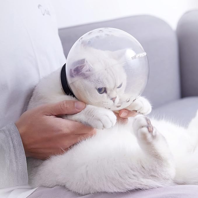 Cat Muzzle and Boots, Adjustable Helmet for Grooming, Breathable Hood Face Mask for Shaving Head Bubble Cover, Anti Bite Cat Holder for Bathing
