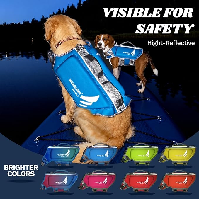VIVAGLORY High Buoyancy Dog Life Vest, Swimming Vest with Handle, Dog Life Jacket for Swimming & Boating, Buoyancy for Puppy Doggy, XS, Blue