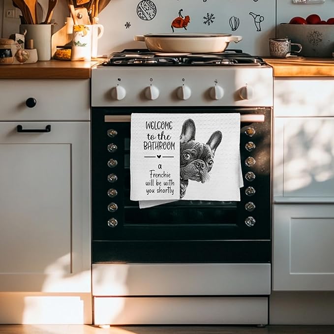 Cabana Bro Funny Frenchie Bathroom Hand Towels, French Bulldog Gifts for Women, Frenchie Mom Gifts Decorative Hand Towels for Kids Guest Bathroom Washroom Half Bath, 16x24 Inch
