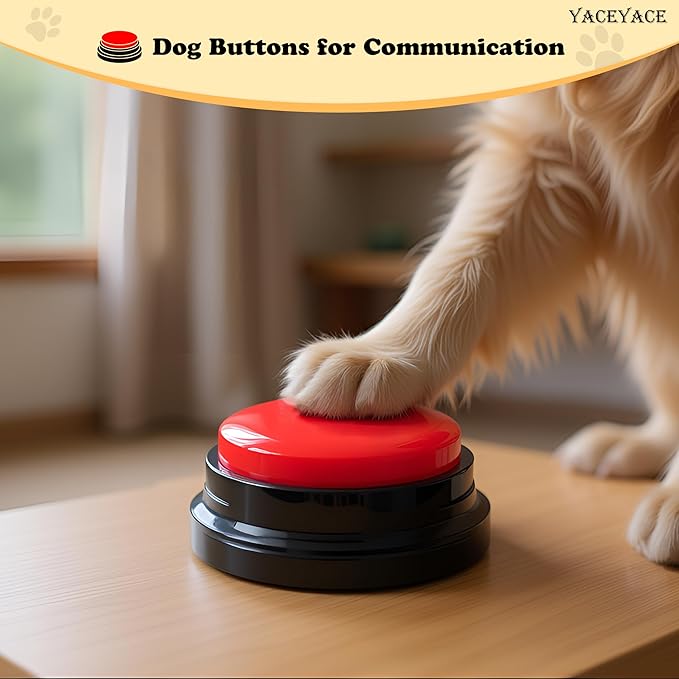 Recordable Button, 1Pcs Red Talking Button for Dogs, 30 Second Record Buttons for Dogs to Communicate, Pets Training