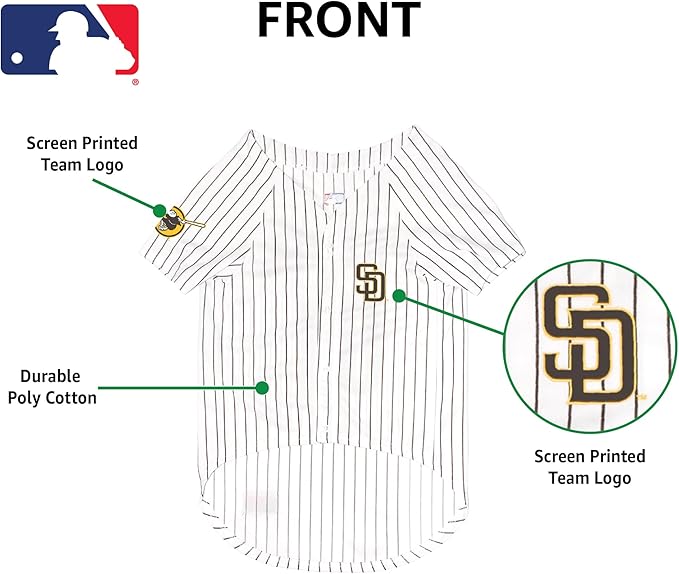 Official MLB San Diego Padres Pet Jersey for Dogs & Cats, Size XX-Large - Stylish Baseball Jersey for Your Furry Fan- Show Off Team Spirit with The Perfect Fan Apparel Gear for Pet, Dog & Cat