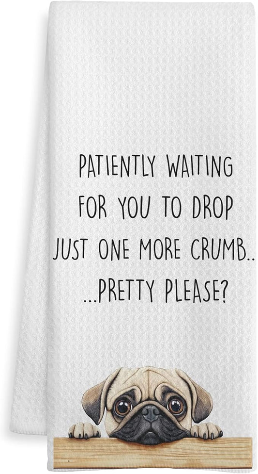 Funny Pug Gifts Kitchen Towels, Gifts for Pug Lovers Dish Tea Towels for Kitchen, Dog Mom Dad Owner Gifts Decorative Hand Towel, 16x24 Inch