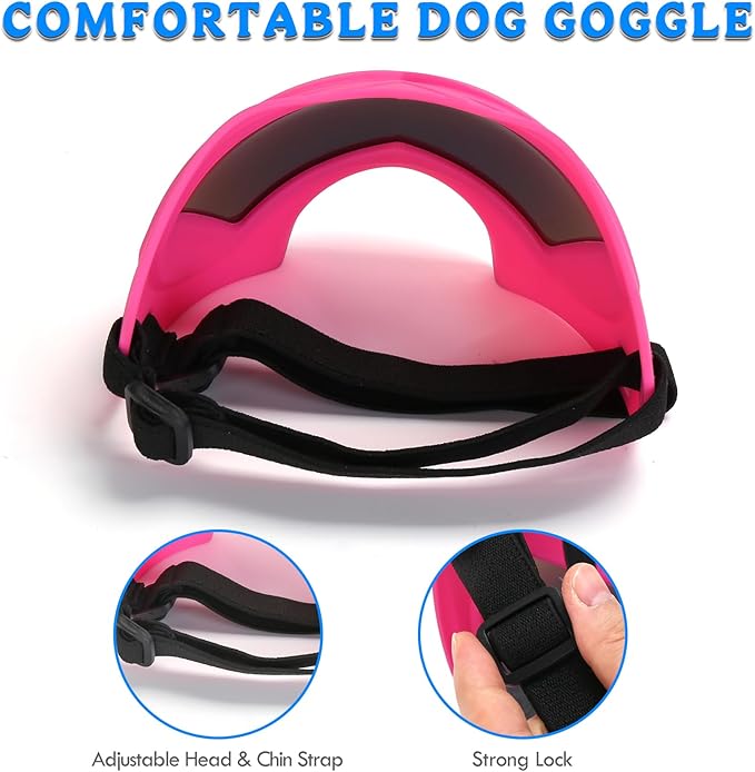 Large Dog Sunglasses Dog Goggles Pet Glasses Pet Eyewear with Adjustable Strap, Glasses for Medium Large Dog Swimming Skating Glasses Windproof Dustproof UV Proof (Pink-Colorful)