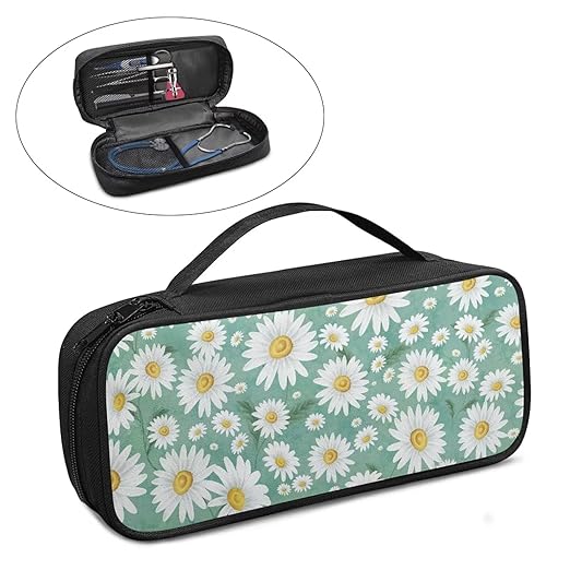 Gomyblomy Daisy Print Stethoscope Case for Nurse and Doctors, Fit for Classic III, Lightweight II S.E, Cardiology IV Diagnostic, Acoustica Deluxe Stethoscopes, Travel Stethoscope Bag