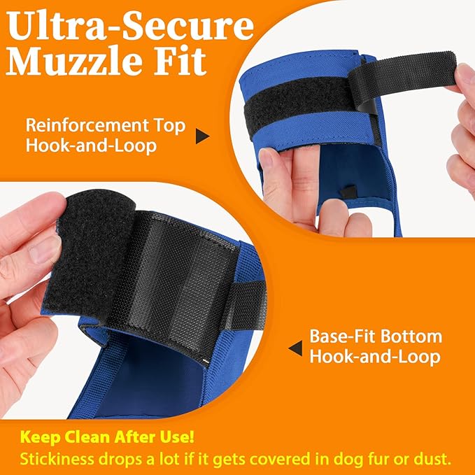 Mayerzon Dog Muzzle for Large Medium Small Dogs, Adjustable Fit, Soft & Sturdy Fabric, Prevents Fierce Barking Biting Chewing, Ideal for Grooming Walking Vet Visits, Allows to Pant Drink (Blue, L)