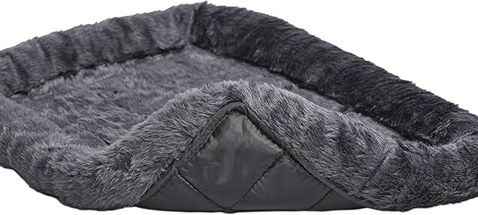 MidWest Homes for Pets QuietTime XS Dog Bed – Gray Faux Fur Bolster, Ultra-Soft and Machine Washable, Fits 22-Inch Crates and Carriers, for Small Dogs and Cats
