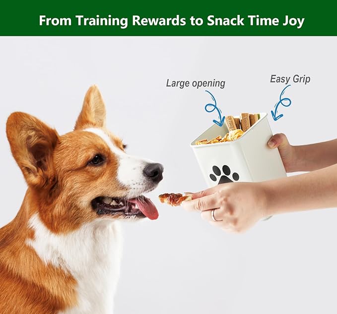 Set of 3 Metal Dog Treat Jars,60oz Airtight Dog Treat Container with Bamboo Lids,Cat Treat Canister,Puppy Cookie Container for Kitchen Counter,Coated Galvanized Steel-White