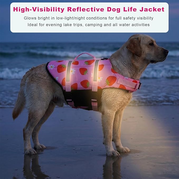 Doglay Dog Life Jacket, Dog Life Vest for Swimming Boating, Adjustable Puppy Life Jacket with Reflective Stripes, Superior Buoyancy Pet Swimming Vest for Small Medium and Large Dogs