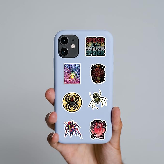 Spider Halloween Stickers 63Pcs Horror Fear Animals Pack | Cool Colorful Deacls Graffiti for Skateboard Luggage Water Bottle Laptop Computer Phone
