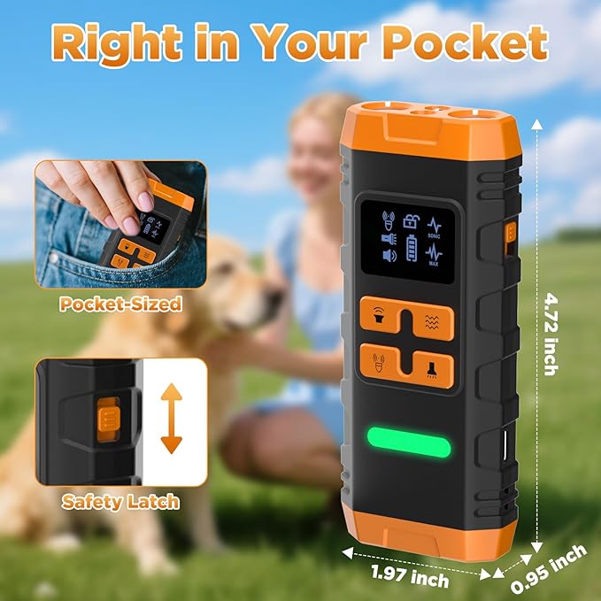 Dog Bark Deterrent Device,2X Ultrasonic Anti Barking Device for Dogs, 50 FT Range No More Indoors Outdoors Behavior Correct Safe & Humane Rechargeable Barkshield for Dogs