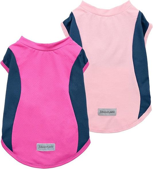 Fitwarm 2 Pack UPF 50+ UV Sun Protection Dog Shirt, Lightweight Breathable Cooling Vest, Quick Dry Dog Summer Clothes for Small Dogs Boy Girl, Reflective Label Pet Cat Outfit, Pink, Large
