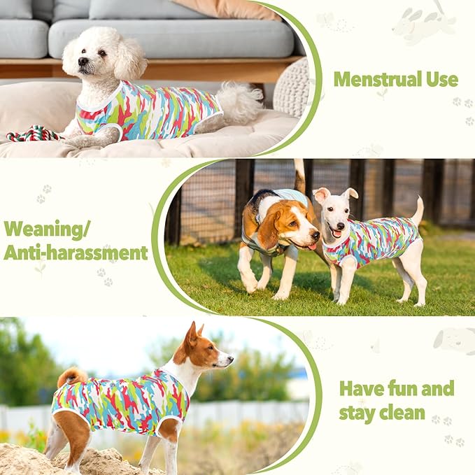 Dog Diapers Suit Period Onesie for Female Dog Sanitary Panties Male Doggy Heat Diapers Cover Fit for Small Medium Dogs Camo/XL