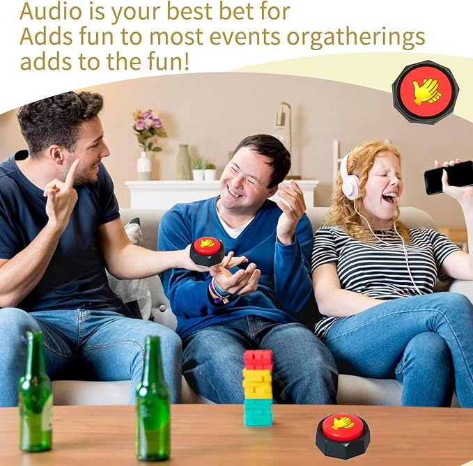 Applause Button - Button Applauds When Pressed - Add Extra Fun to Your Life-Easy Buttons-Sound Buzzer with Applause Noise Maker Buzzer