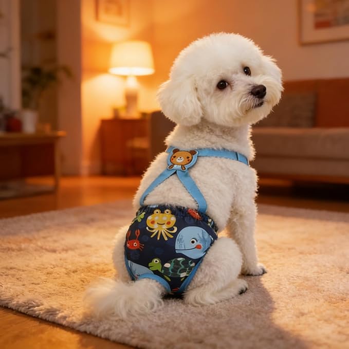 Dog Diaper Female | Washable Pants with Suspender | Reusable Doggie Diaper,for Home Apartment Indoor Outdoor Travel Car Crate Kennel Yard Park Beach Camping