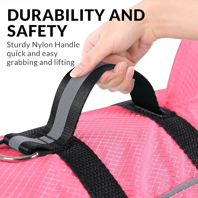 Queenmore Cat Life Jacket, XXS Extra Small Dog Life Vest, Puppy Life Vest for Swimming, Small Dog Vests for Boating, Lightweight High-Vis Water Floating Vest with Rescue Handle/Leash Hook