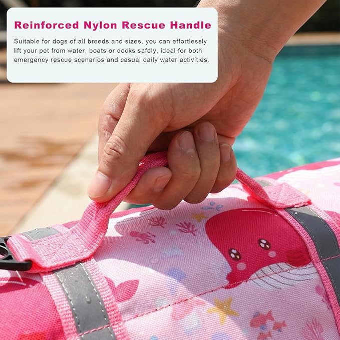Doglay Dog Life Jacket, Dog Life Vest for Swimming Boating, Adjustable Puppy Life Jacket with Reflective Stripes, Superior Buoyancy Pet Swimming Vest for Small Medium and Large Dogs