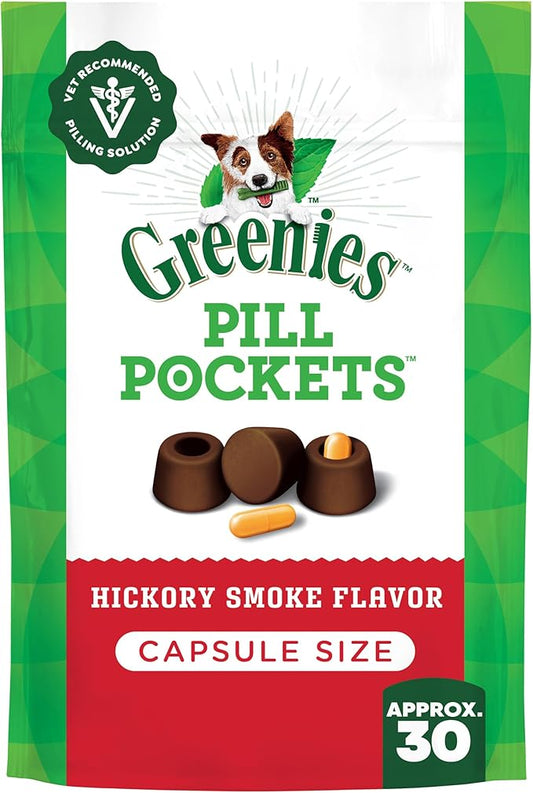 Greenies Pill Pockets for Dogs Large Size, Dog Treat Pouch for Capsule Medication, Hickory Smoke Flavor, 7.9 oz. Pouch